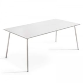 Table de jardin rectangulaire en métal blanc