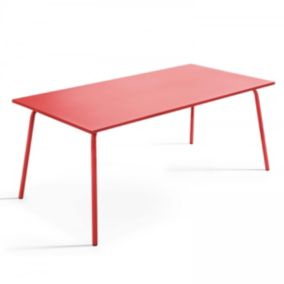 Table de jardin rectangulaire en métal rouge Palavas  Oviala