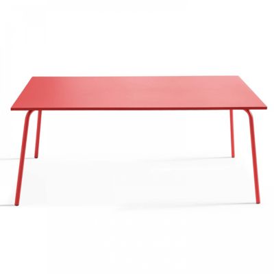 Table de jardin rectangulaire en métal rouge Palavas  Oviala