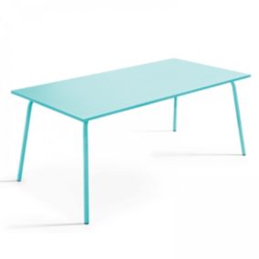 Table de jardin rectangulaire en métal turquoise 180 cm Palavas  Oviala