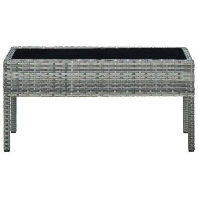 Table de jardin rectangulaire en résine tressée - Gris - 75 x 40 x 37 ...