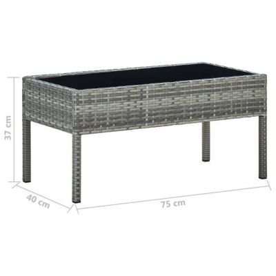Table de jardin rectangulaire en résine tressée - Gris - 75 x 40 x 37 ...