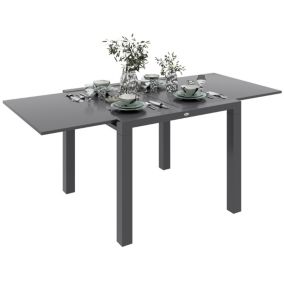 Table de jardin rectangulaire extensible 6 pers. alu métal dim. 80/160L x 80l x 75H cm gris