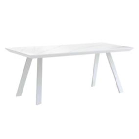 Table de jardin rectangulaire marbre blanc  Oviala
