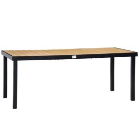 Table de jardin rectangulaire pour 8 personnes en aluminium plateau PE à lattes aspect bois dim. 190L x 90l x 74H cm noir