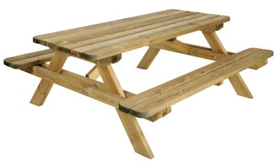 Table de jardin ROBUSTE en bois coloris Pin L.180 x l.160 x H.72,5 cm