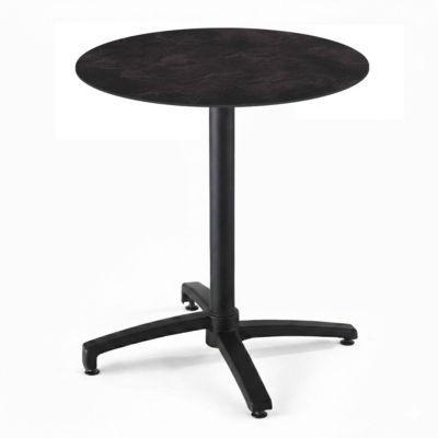 Table de jardin ronde 60 cm inclinable aluminium et HPL ardoise   Oviala