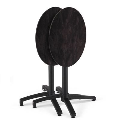 Table de jardin ronde 60 cm inclinable aluminium et HPL ardoise   Oviala