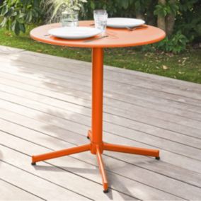 Table de jardin ronde bistro inclinable en acier orange Palavas  Oviala