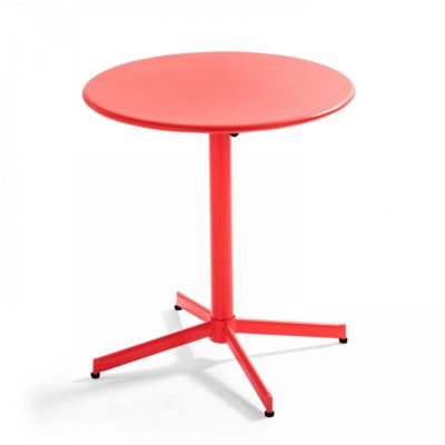 Table de jardin ronde bistro inclinable en acier rouge Palavas  Oviala