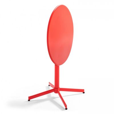 Table de jardin ronde bistro inclinable en acier rouge Palavas  Oviala