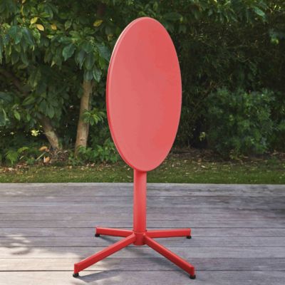 Table de jardin ronde bistro inclinable en acier rouge Palavas  Oviala