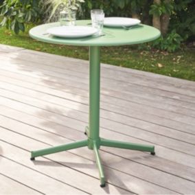 Table de jardin ronde bistro inclinable en acier vert sauge 70cm Palavas  Oviala