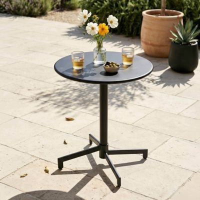 Table de jardin ronde bistrot avec plateau rabattable 70 cm anthracite Palavas  Oviala
