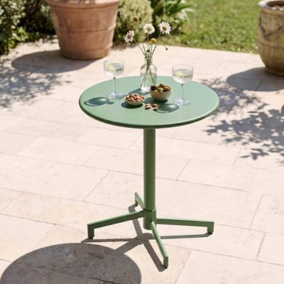 Table de jardin ronde bistrot avec plateau rabattable 70cm vert cactus Palavas  Oviala