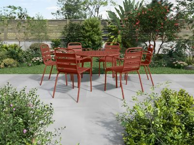 Table de jardin ronde D.130 cm en métal - Terracotta -  MIRMANDE de MYLIA