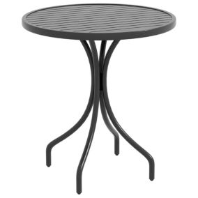 Table de jardin ronde dia. 66 cm acier plateau à lattes noir