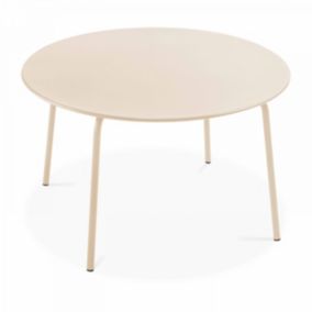 Table de jardin ronde en acier ivoire 120 cm Palavas  Oviala