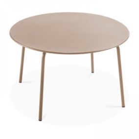 Table de jardin ronde en acier taupe  Palavas  Oviala