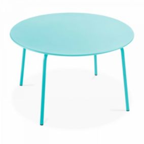 Table de jardin ronde en acier turquoise 120 cm Palavas  Oviala