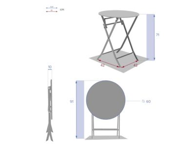 Table de jardin ronde Greensboro diamètre 60 cm Bleu Canard - Hespéride