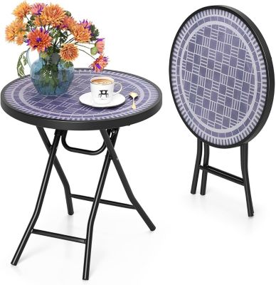 Table de Jardin Ronde Pliante, Table Basse de Terrasse avec Plateau en ...