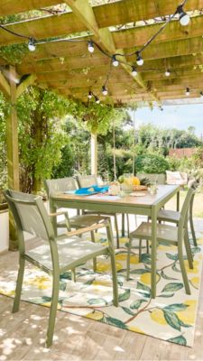 Table de jardin ROWA en aluminium coloris vert et imitation bois - 10 personnes