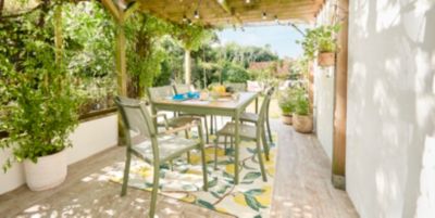 Table de jardin ROWA en aluminium coloris vert et imitation bois - 10 personnes