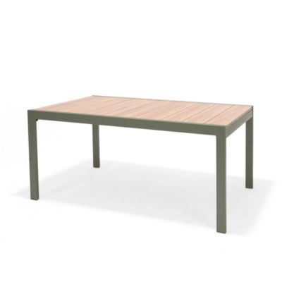 Table de jardin ROWA en aluminium coloris vert et imitation bois - 10 personnes