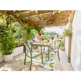 Table de jardin ROWA en aluminium coloris vert et imitation bois - 10 personnes