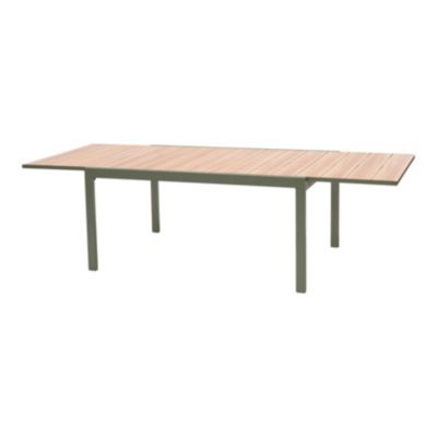Table de jardin ROWA en aluminium coloris vert et imitation bois - 10 personnes