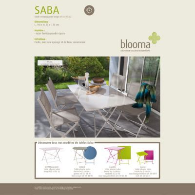 Table de jardin Saba beige pliante 110 x 70 cm