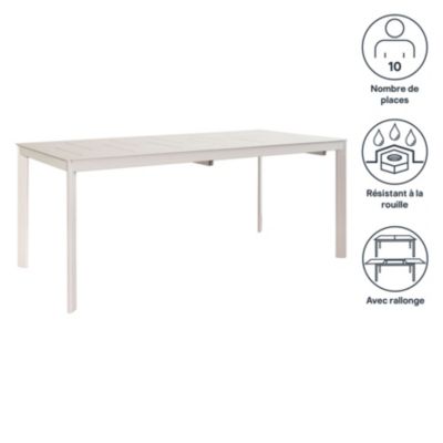 Table de jardin Santa Cruz 8-10 Personnes GoodHome en aluminium coloris Peyote