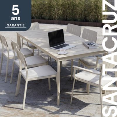 Table de jardin Santa Cruz 8-10 Personnes GoodHome en aluminium coloris Peyote