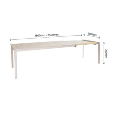 Table de jardin Santa Cruz 8-10 Personnes GoodHome en aluminium coloris Peyote
