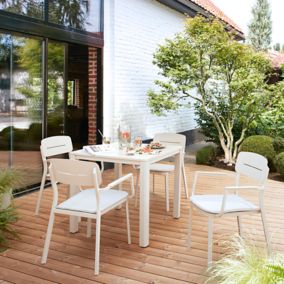 Table de jardin extensible Santorin en aluminium coloris sable L.180/260 x  l.100 x H.75 cm