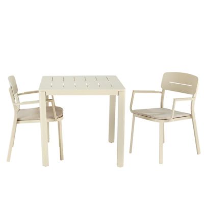 Table de jardin Santorin en aluminium coloris sable L.80 x l.80 x H.75 cm