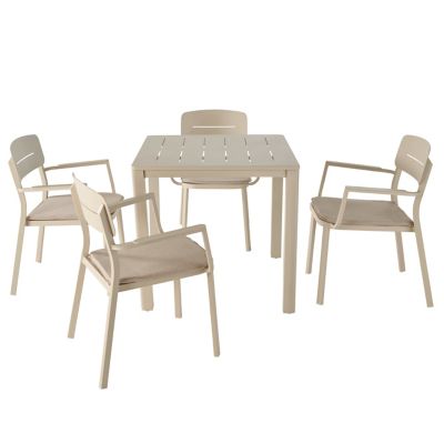 Table de jardin Santorin en aluminium coloris sable L.80 x l.80 x H.75 cm