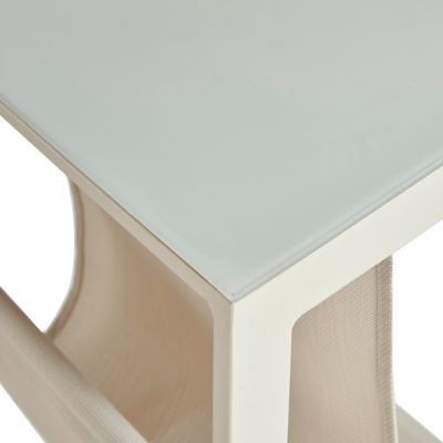 Table de jardin Santorin en aluminium et verre coloris sable L.40 x l.38 x H.56 cm