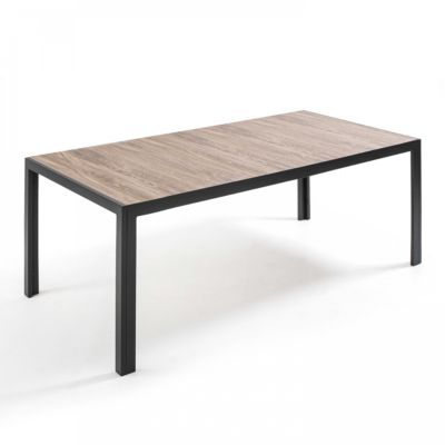 Table de jardin structure aluminium et céramique aspect bois Tivoli  Oviala