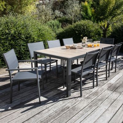 Table de jardin structure aluminium et céramique aspect bois Tivoli  Oviala