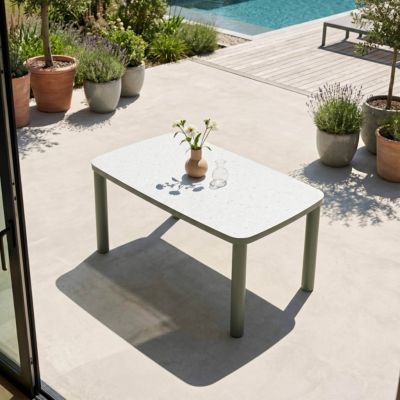 Table de jardin structure en aluminium 6 personnes L150x90cm vert  Oviala