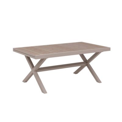 Table de jardin taupe et effet bois en aluminium Ayden