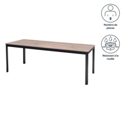 Table de jardin THILIA en Duraboard® et aluminium coloris noir - 8 personnes