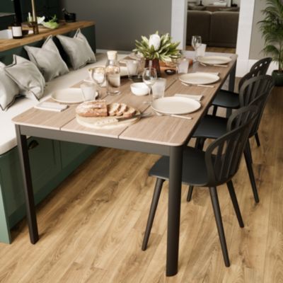 Table de jardin THILIA en Duraboard® et aluminium coloris noir - 8 personnes