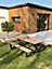 Table de jardin Vancouver en aluminium coloris anthracite/marron L.210 x l.174 x H.75 cm