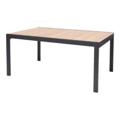 Table de jardin VAO extensible en aluminium gris foncé et imitation bois - 10 personnes