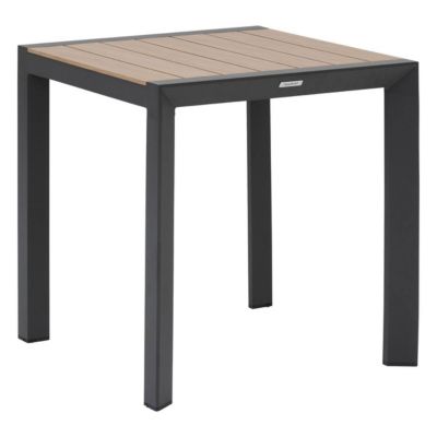 Table de jardin "Évasion" effet bois honey & graphite 2 places lates en aluminium - Hespéride
