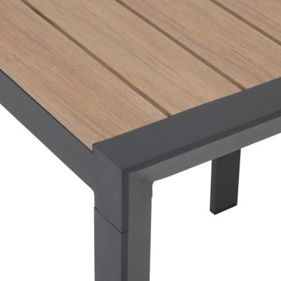 Table de jardin "Évasion" effet bois honey & graphite 2 places lates en aluminium - Hespéride