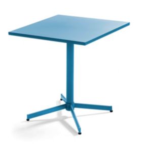 Table de jaridn carrée bistro inclinable en acier bleu pacific  Palavas  Oviala